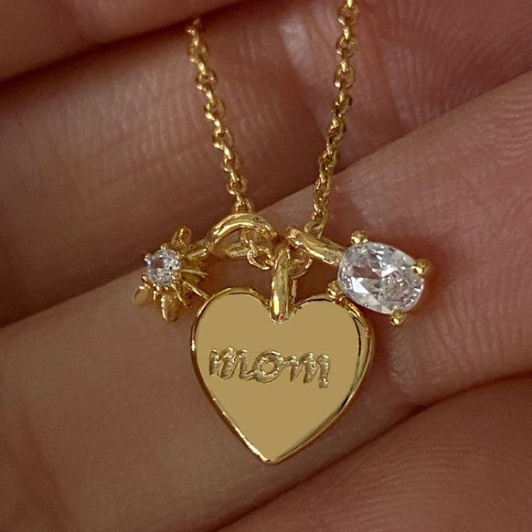 Dainty Mom Heart Charm Necklace