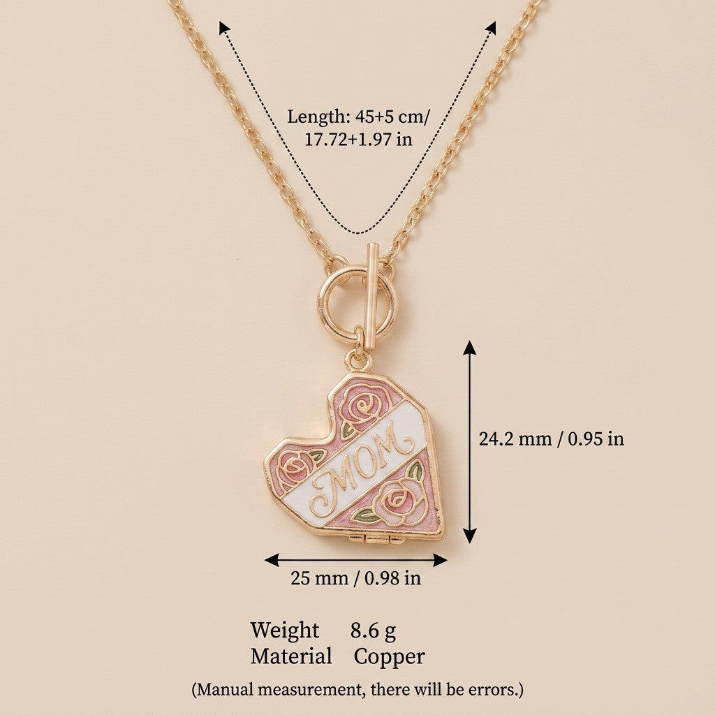 Dainty Mom Heart Charm Necklace