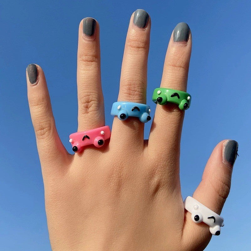 Playful Cartoon Frog Resin Ring