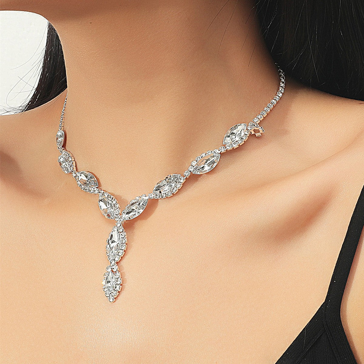 Classy Purple Marquise Necklace & Earring Set
