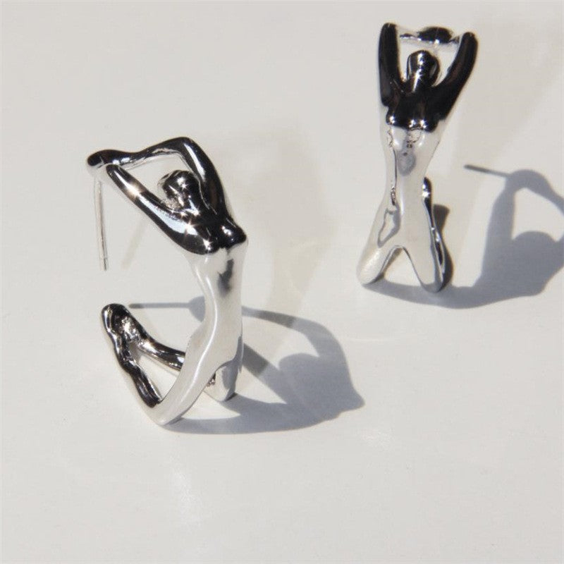 Edgy 3D Figure Hoop Earrings