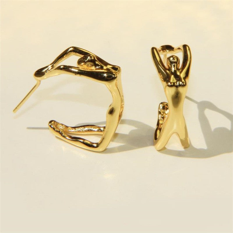 Edgy 3D Figure Hoop Earrings