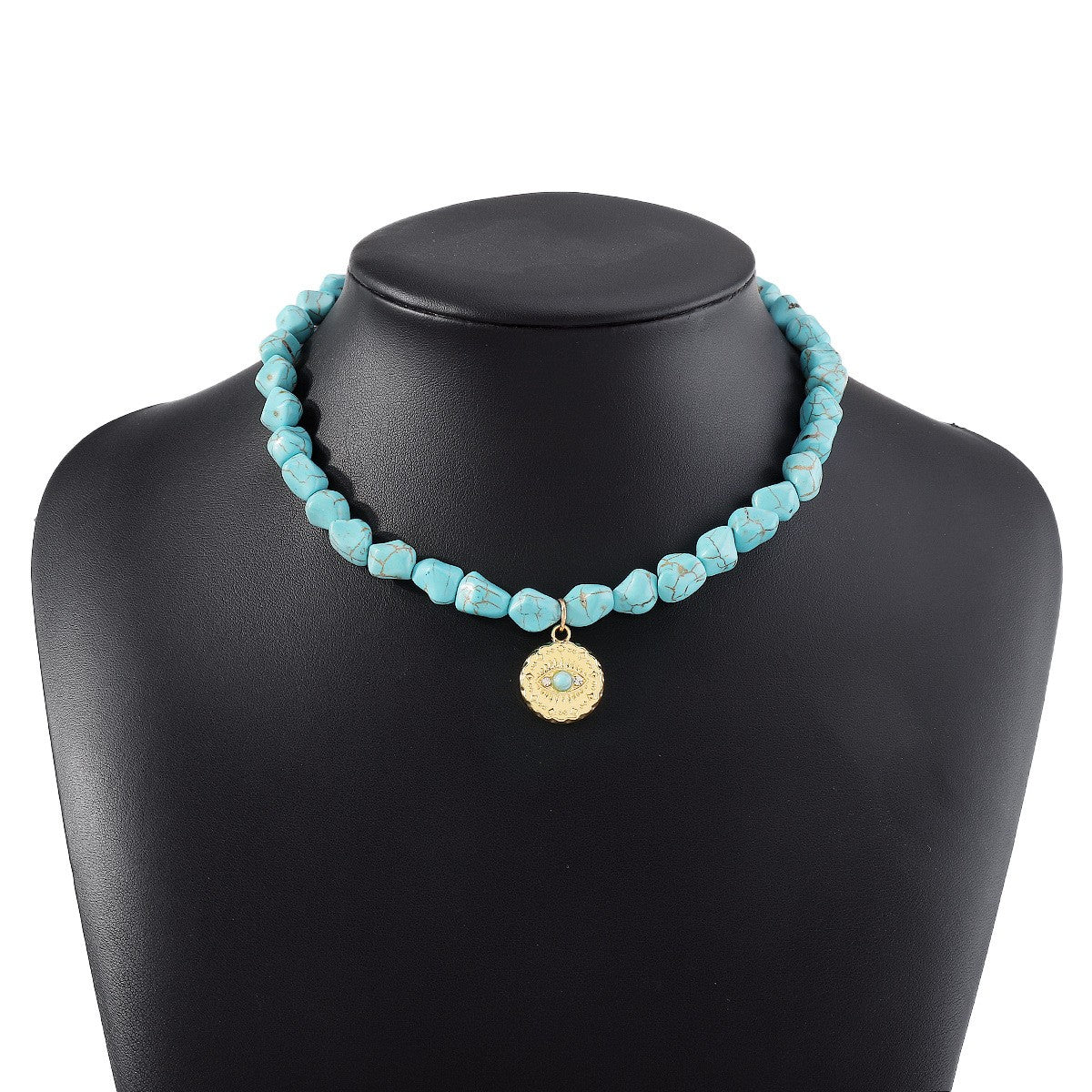 Boho Turquoise Beaded Sun Choker Necklace