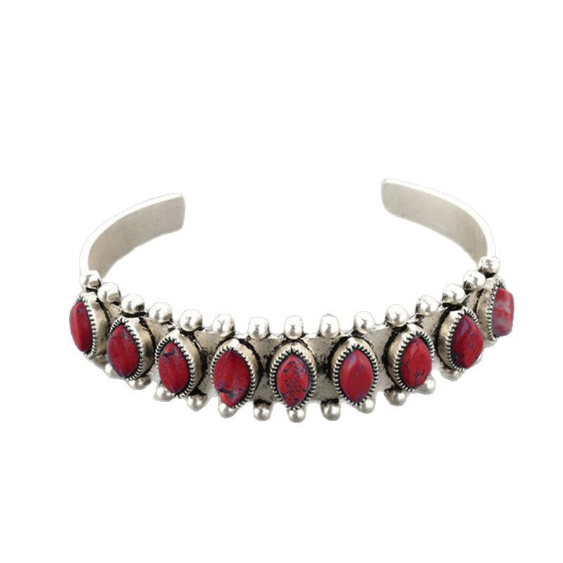 Vintage Boho Marquise Stone Cuff Bracelet