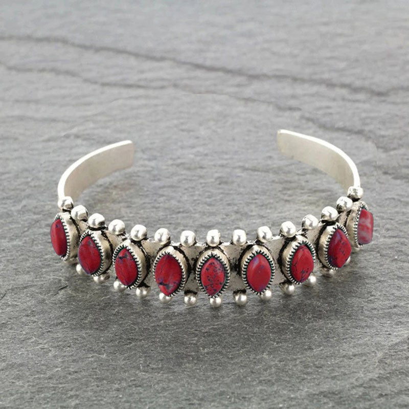 Vintage Boho Marquise Stone Cuff Bracelet
