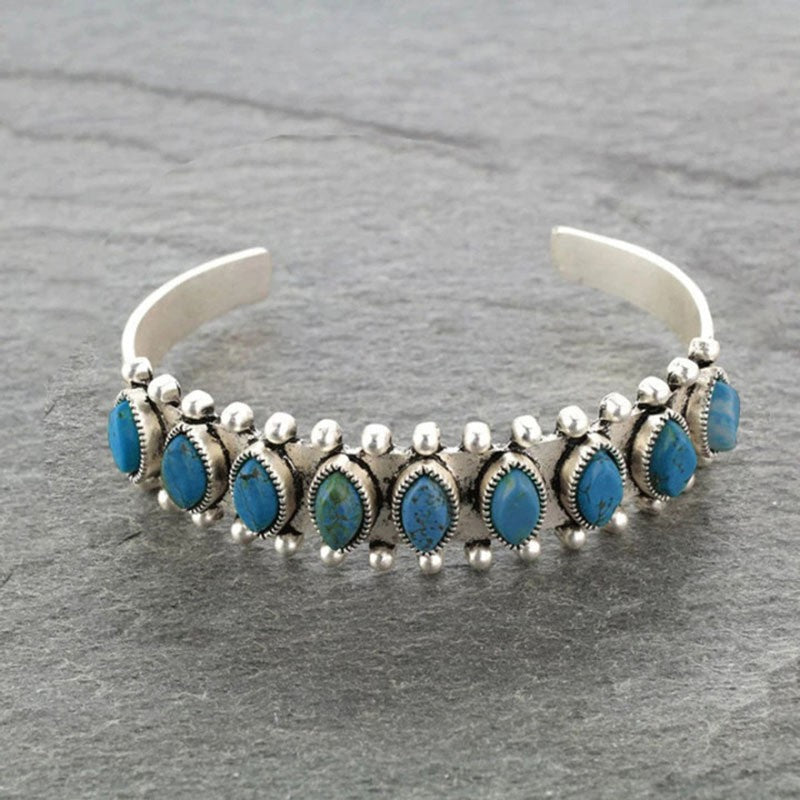 Vintage Boho Marquise Stone Cuff Bracelet