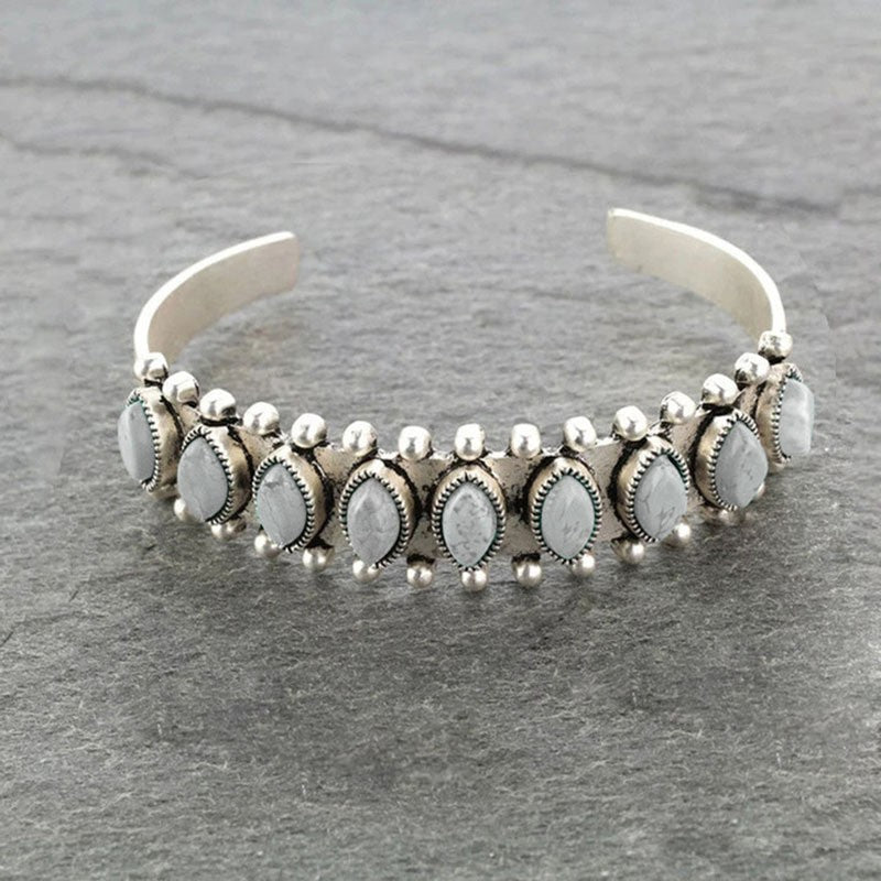 Vintage Boho Marquise Stone Cuff Bracelet