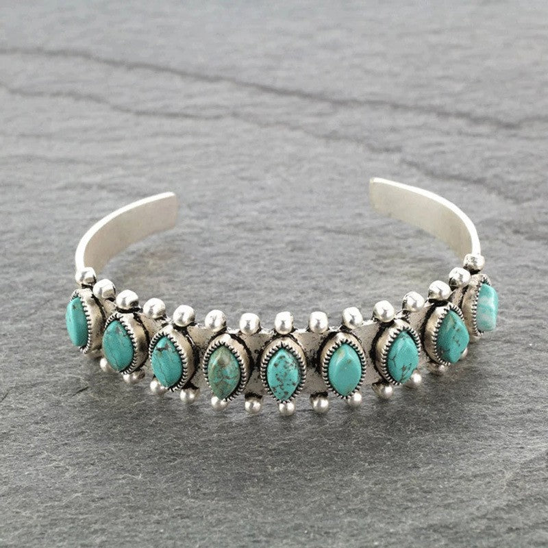 Vintage Boho Marquise Stone Cuff Bracelet