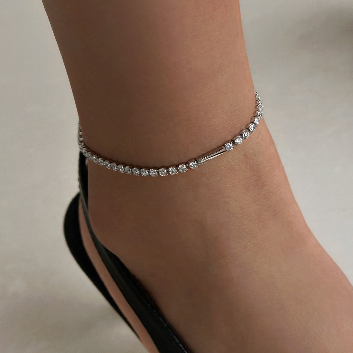 18k Dainty Bar Tennis Anklet