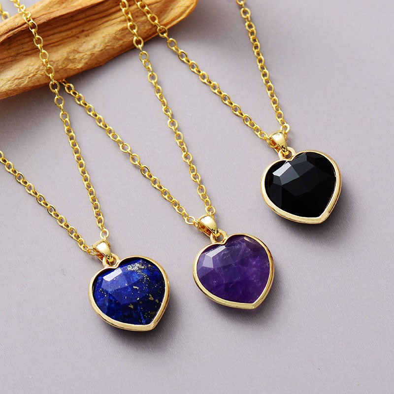 Dainty Natural Stone Heart Necklace
