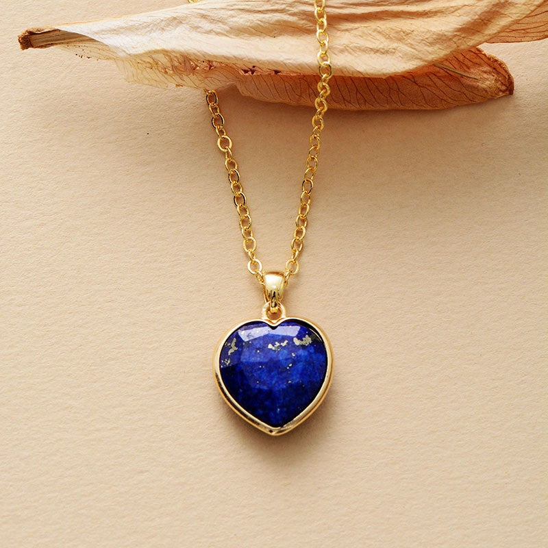 Dainty Natural Stone Heart Necklace