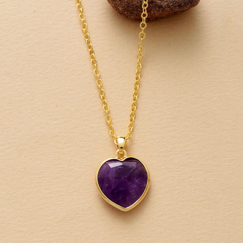 Dainty Natural Stone Heart Necklace