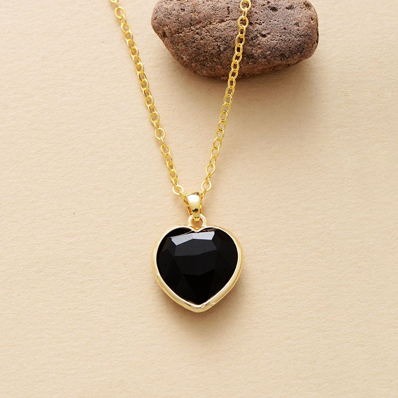 Dainty Natural Stone Heart Necklace