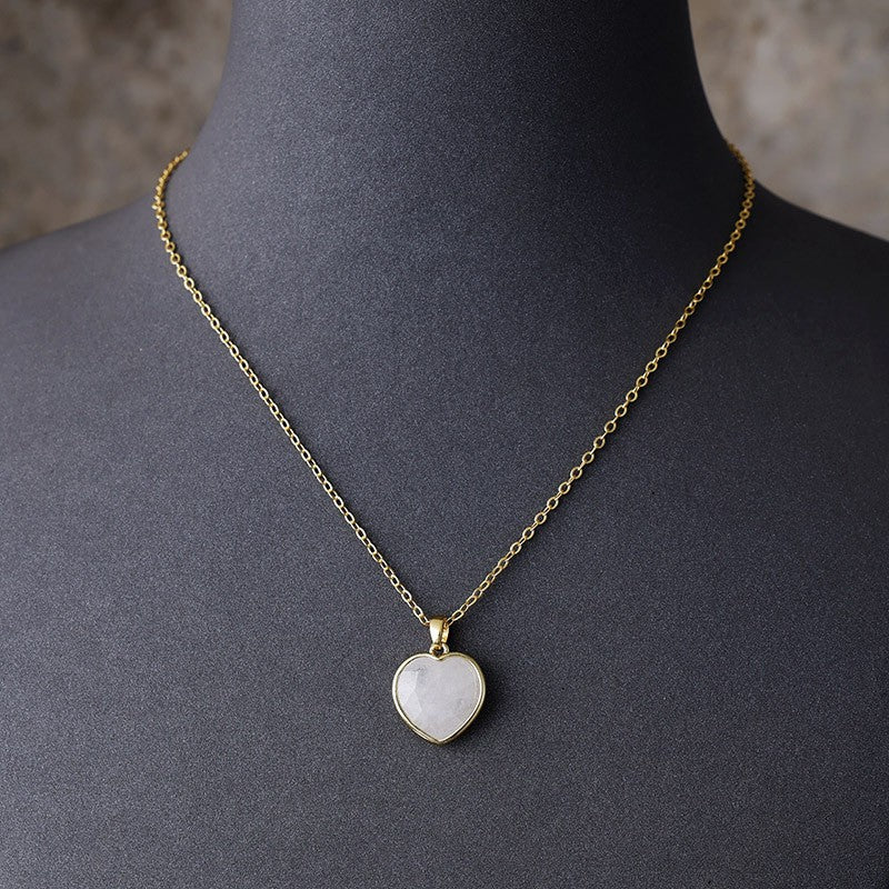 Dainty Natural Stone Heart Necklace