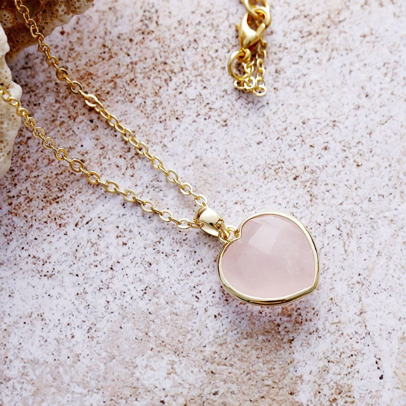 Dainty Natural Stone Heart Necklace