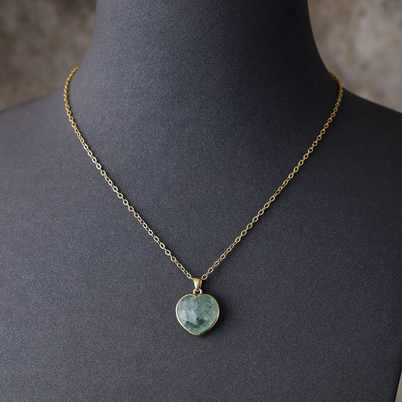 Dainty Natural Stone Heart Necklace