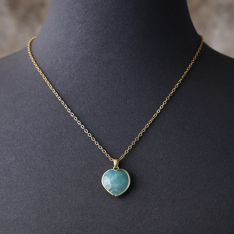 Dainty Natural Stone Heart Necklace