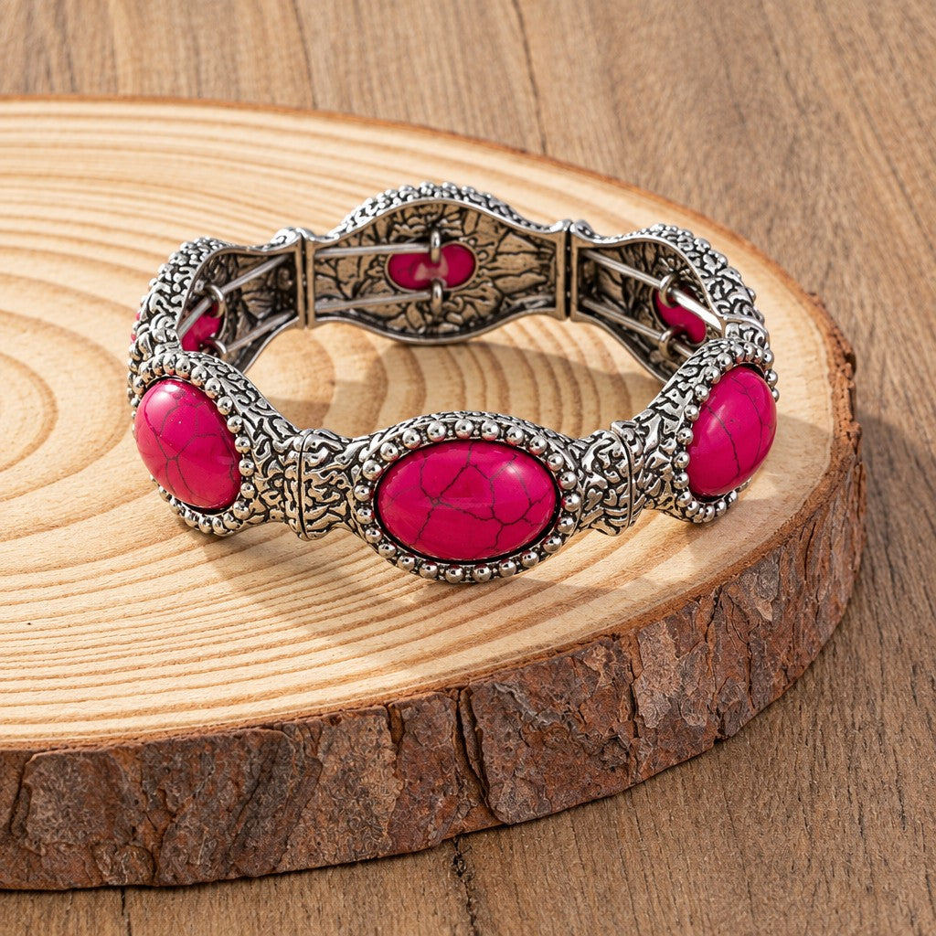 Vintage Boho Oval Turquoise Bracelet