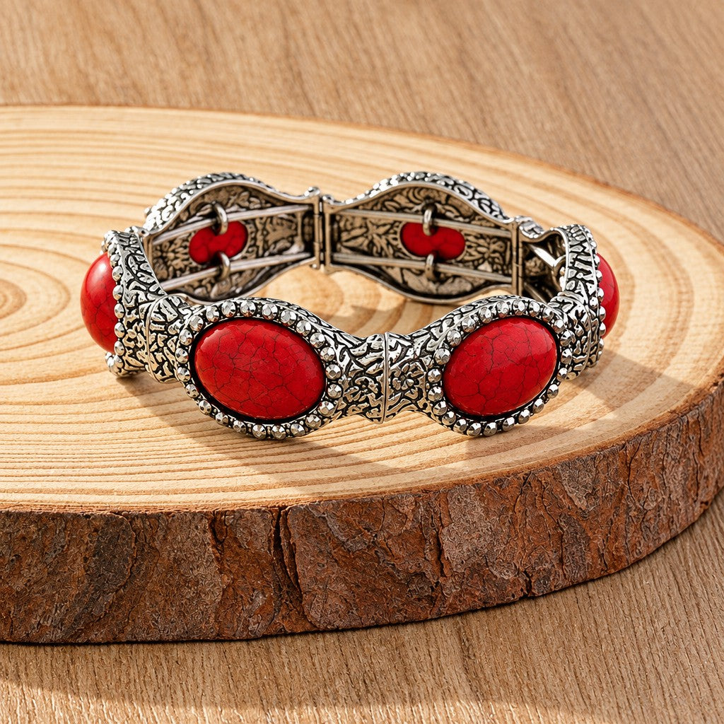 Vintage Boho Oval Turquoise Bracelet