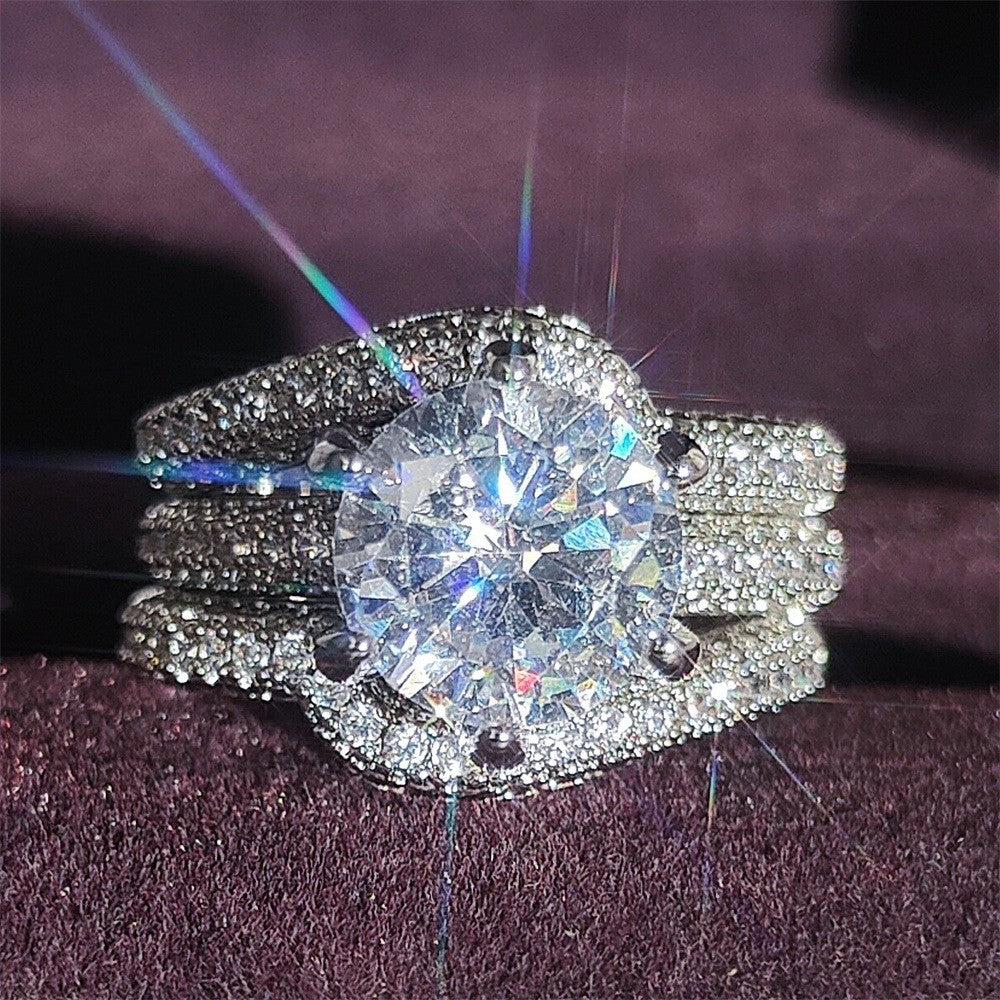 Classy Round Zirconia 3pc Ring Set