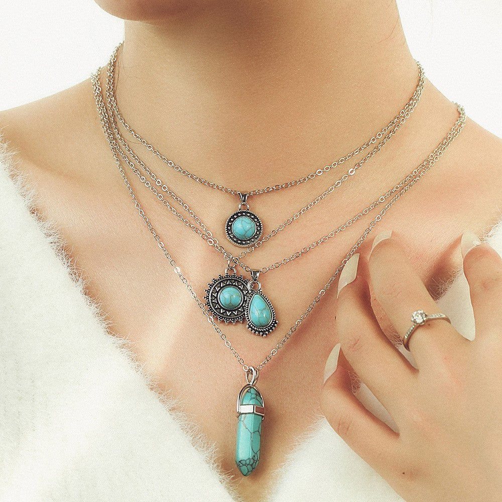 Boho Vintage Turquoise Multi-Layer Necklace