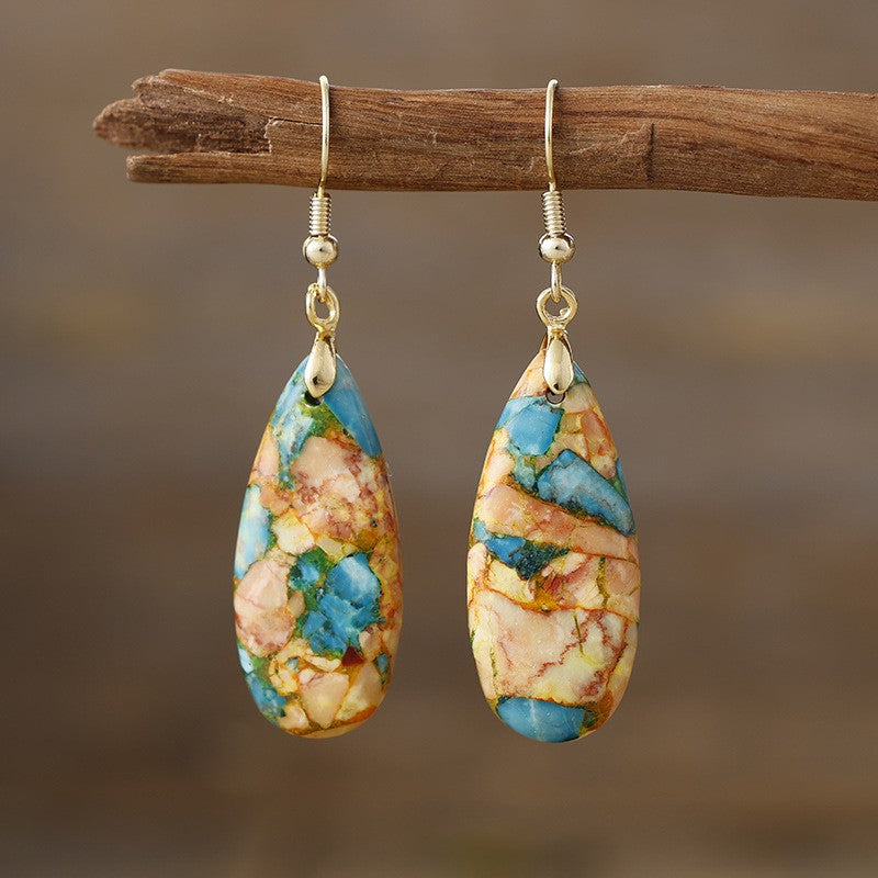 Boho Mosaic Stone Teardrop Earrings