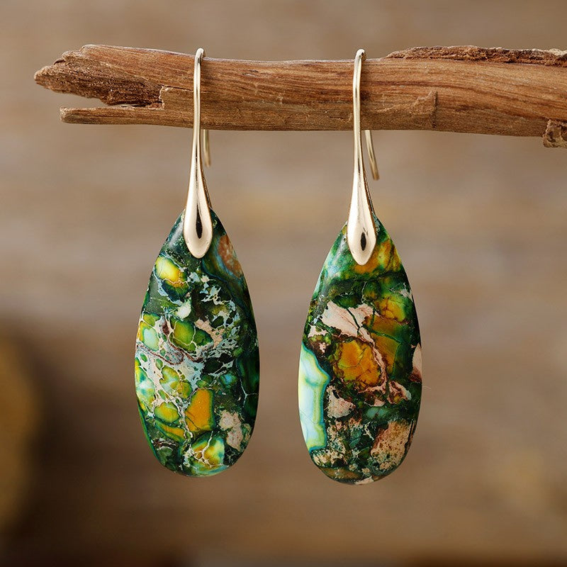 Boho Mosaic Stone Teardrop Earrings