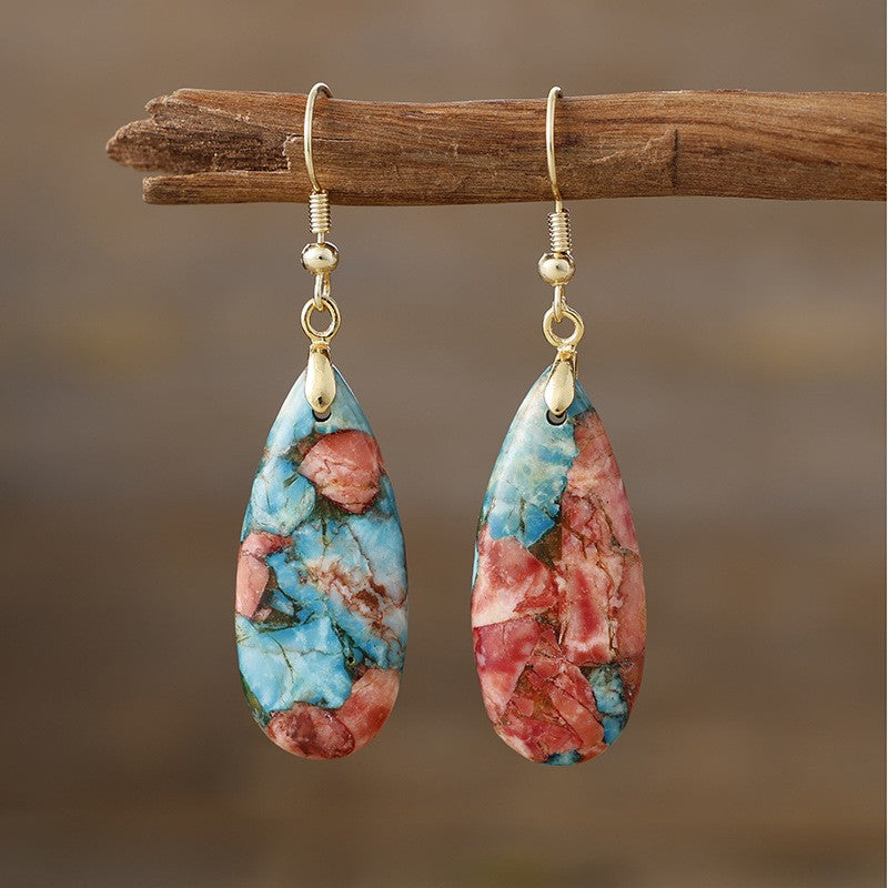 Boho Mosaic Stone Teardrop Earrings