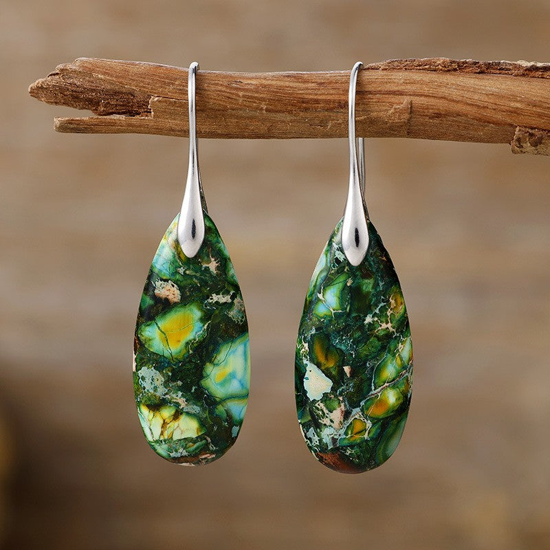 Boho Mosaic Stone Teardrop Earrings