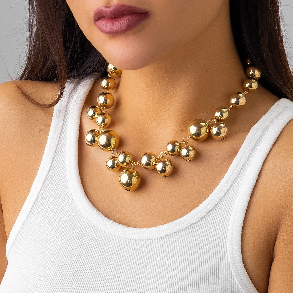 Classy Faux Pearl Sphere Necklace & Bracelet Set