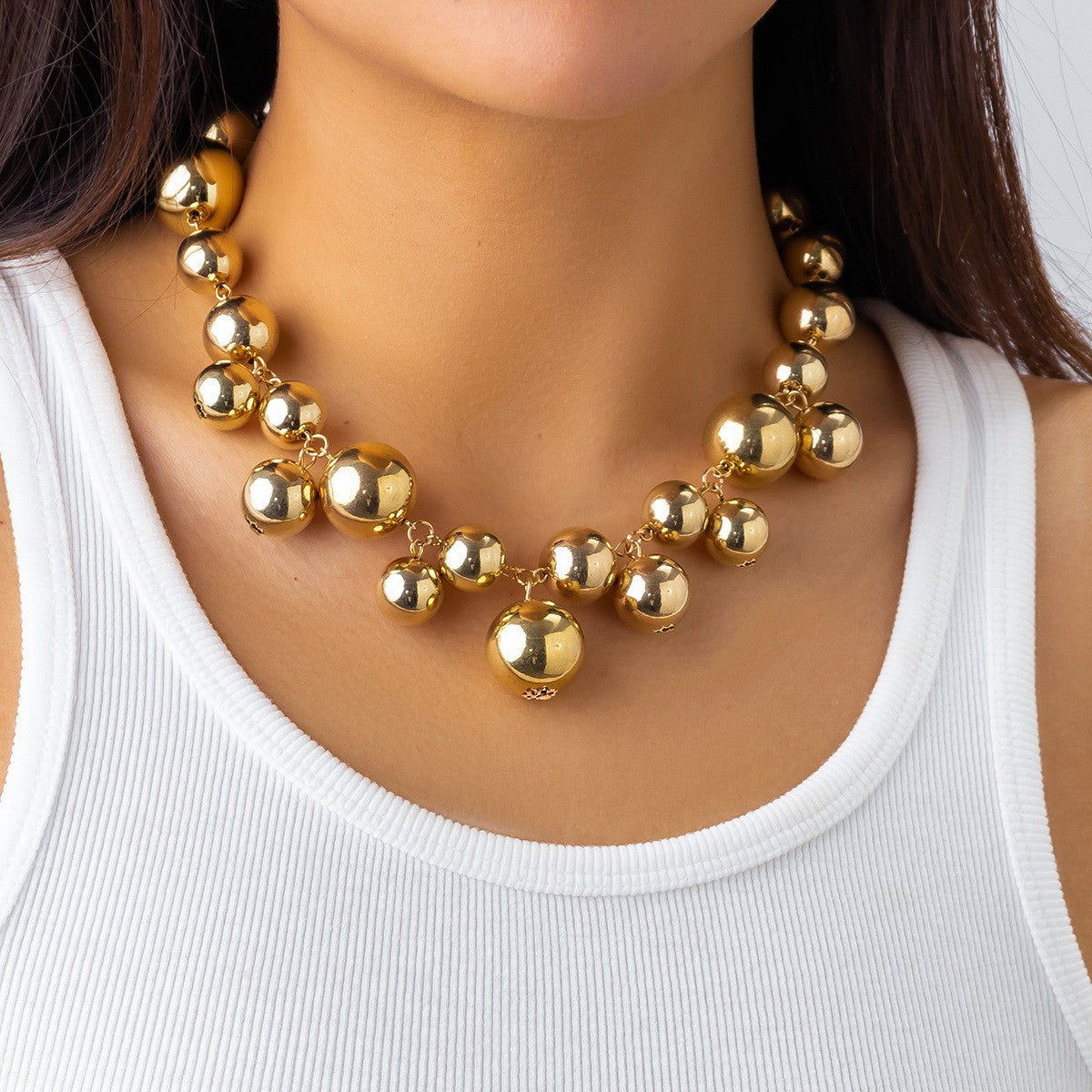 Classy Faux Pearl Sphere Necklace & Bracelet Set