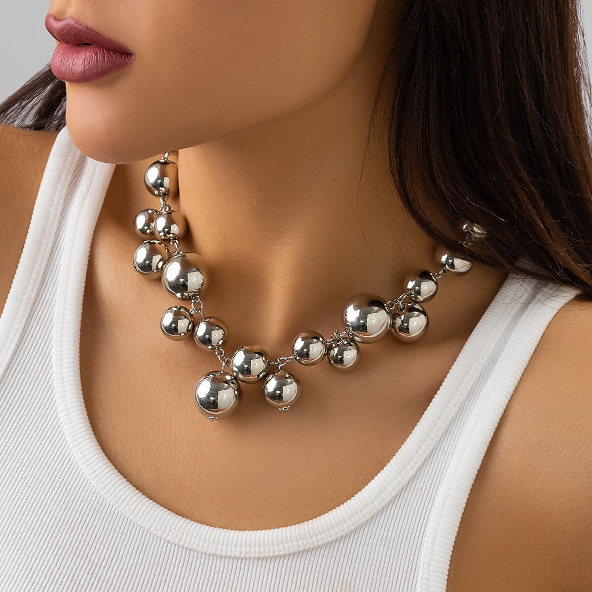 Classy Faux Pearl Sphere Necklace & Bracelet Set