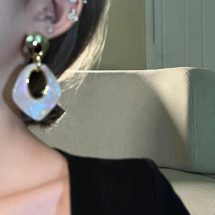 Classy Iridescent Geometric Acrylic Dangle Earrings