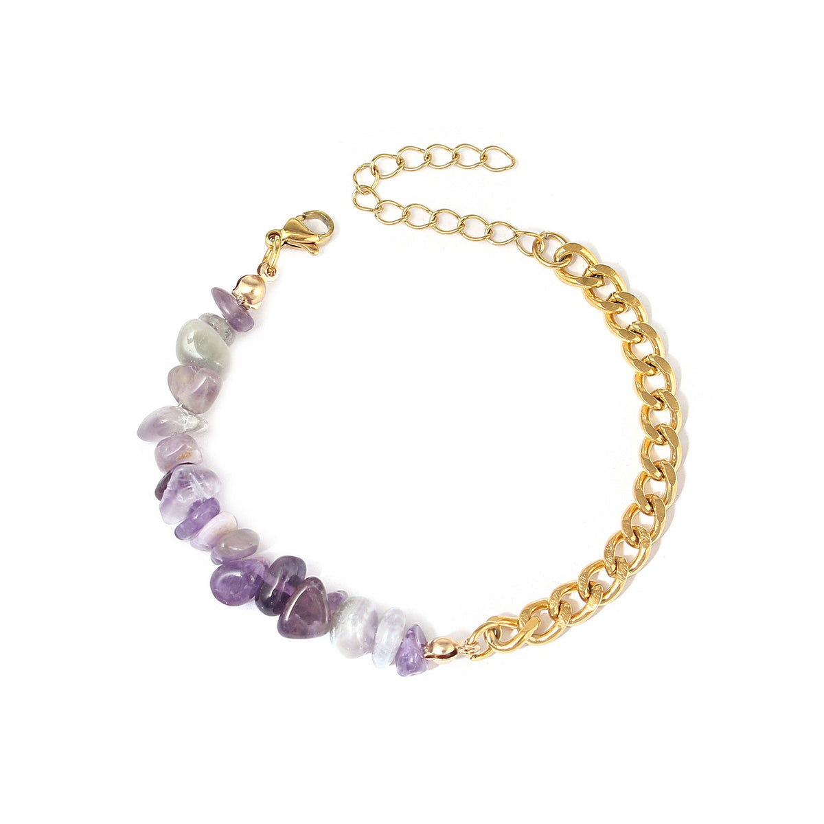 Boho Natural Stone Chip Cuban Bracelet