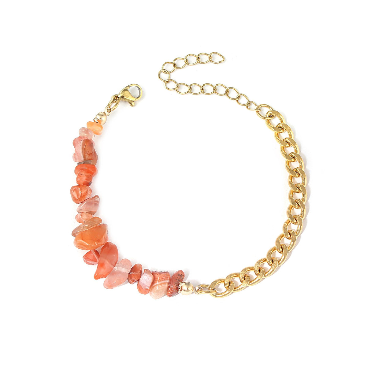 Boho Natural Stone Chip Cuban Bracelet