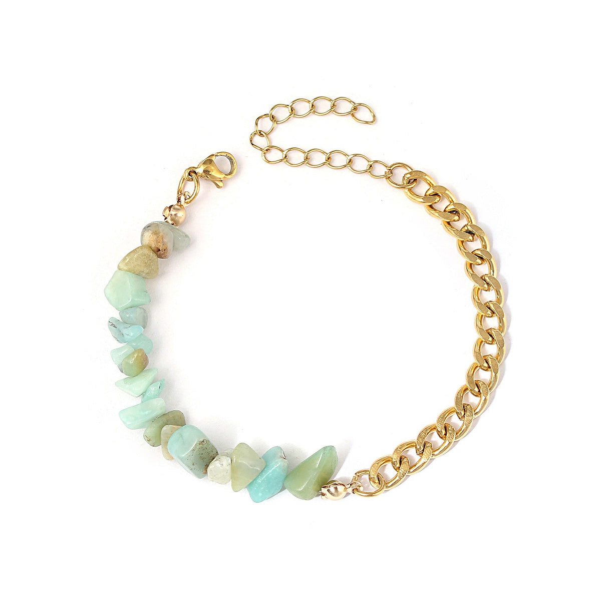 Boho Natural Stone Chip Cuban Bracelet