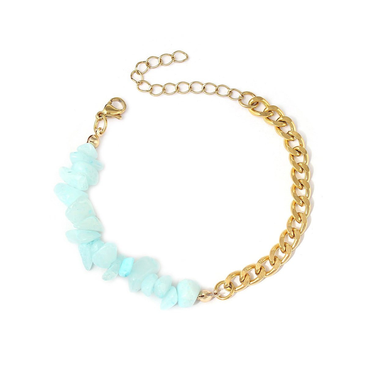 Boho Natural Stone Chip Cuban Bracelet