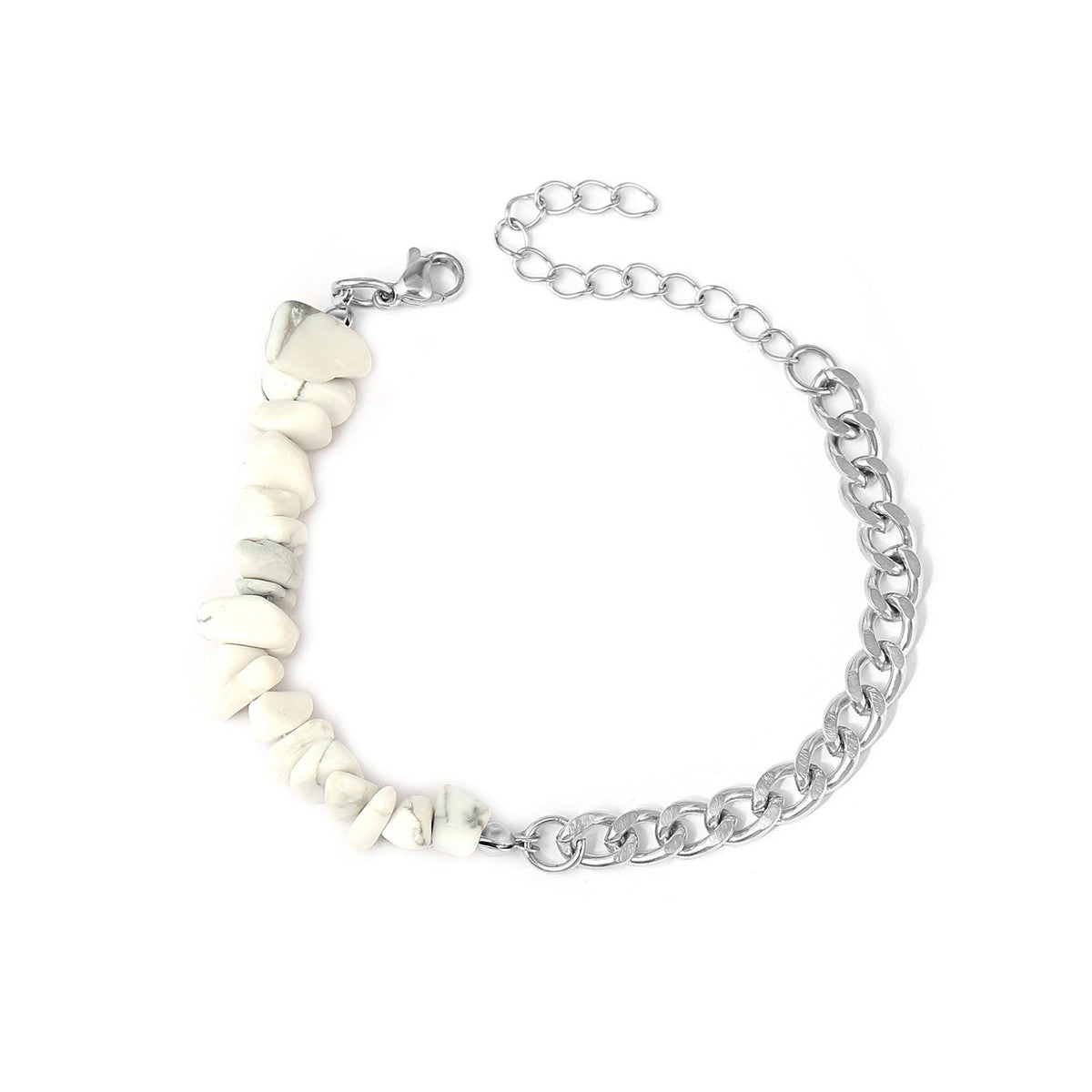 Boho Natural Stone Chip Cuban Bracelet
