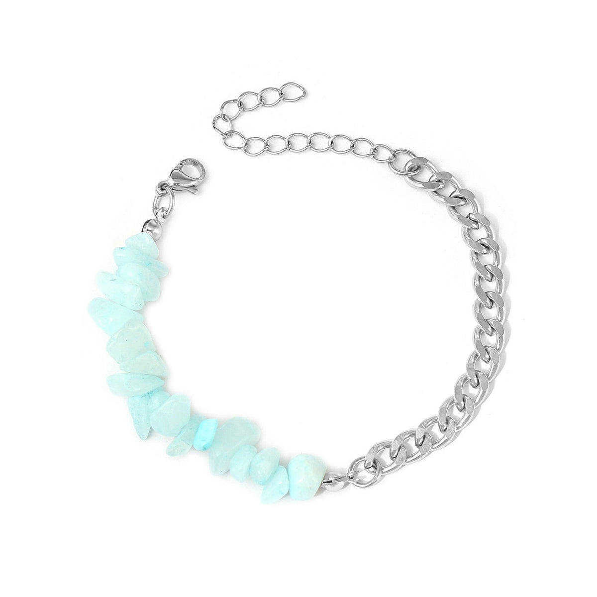 Boho Natural Stone Chip Cuban Bracelet