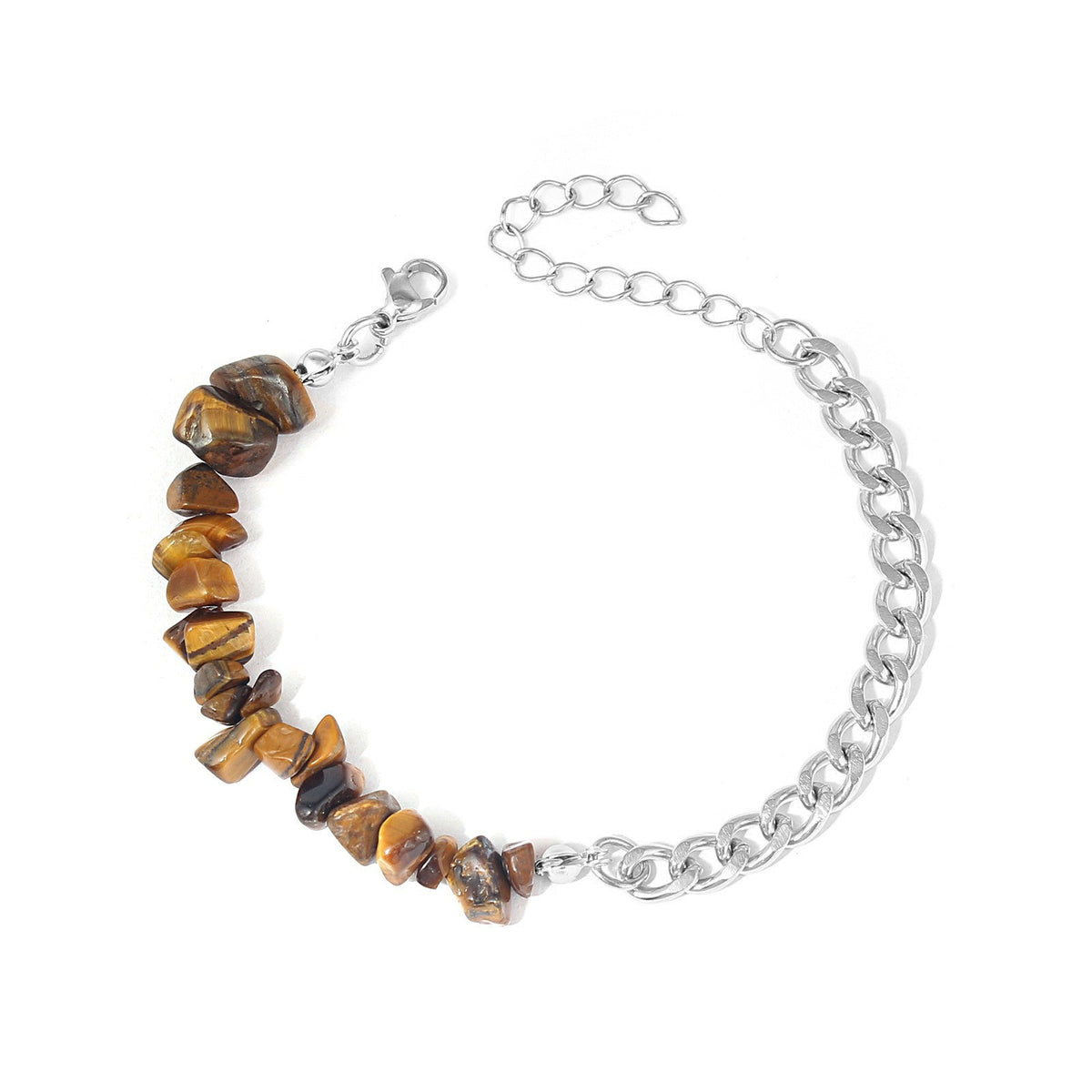 Boho Natural Stone Chip Cuban Bracelet