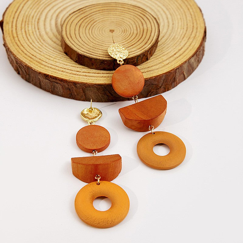 Boho Vintage Mixed Wood Earring Set