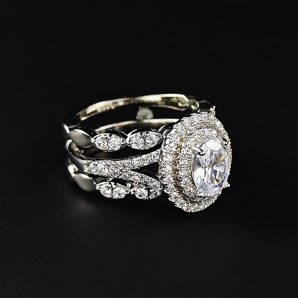 Classy Oval Zirconia 2pc Ring Set