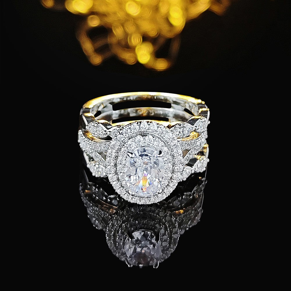 Classy Oval Zirconia 2pc Ring Set