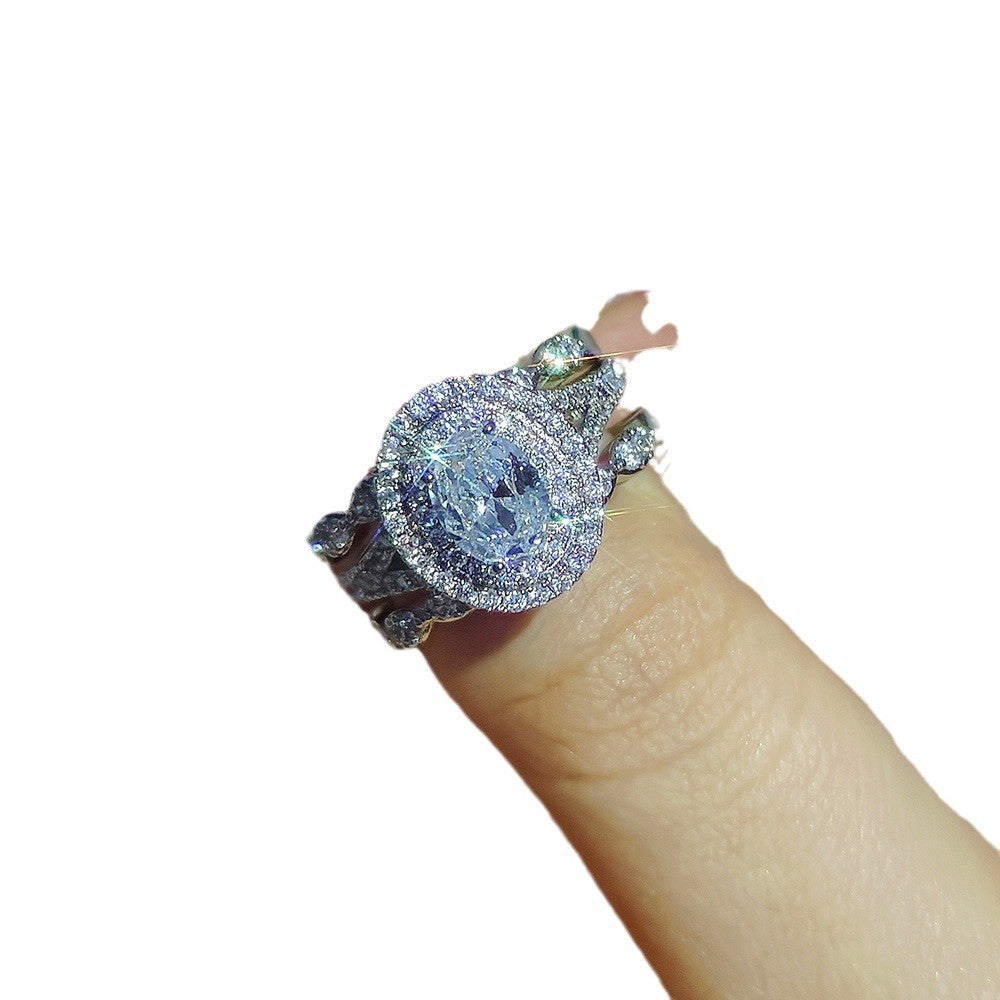 Classy Oval Zirconia 2pc Ring Set