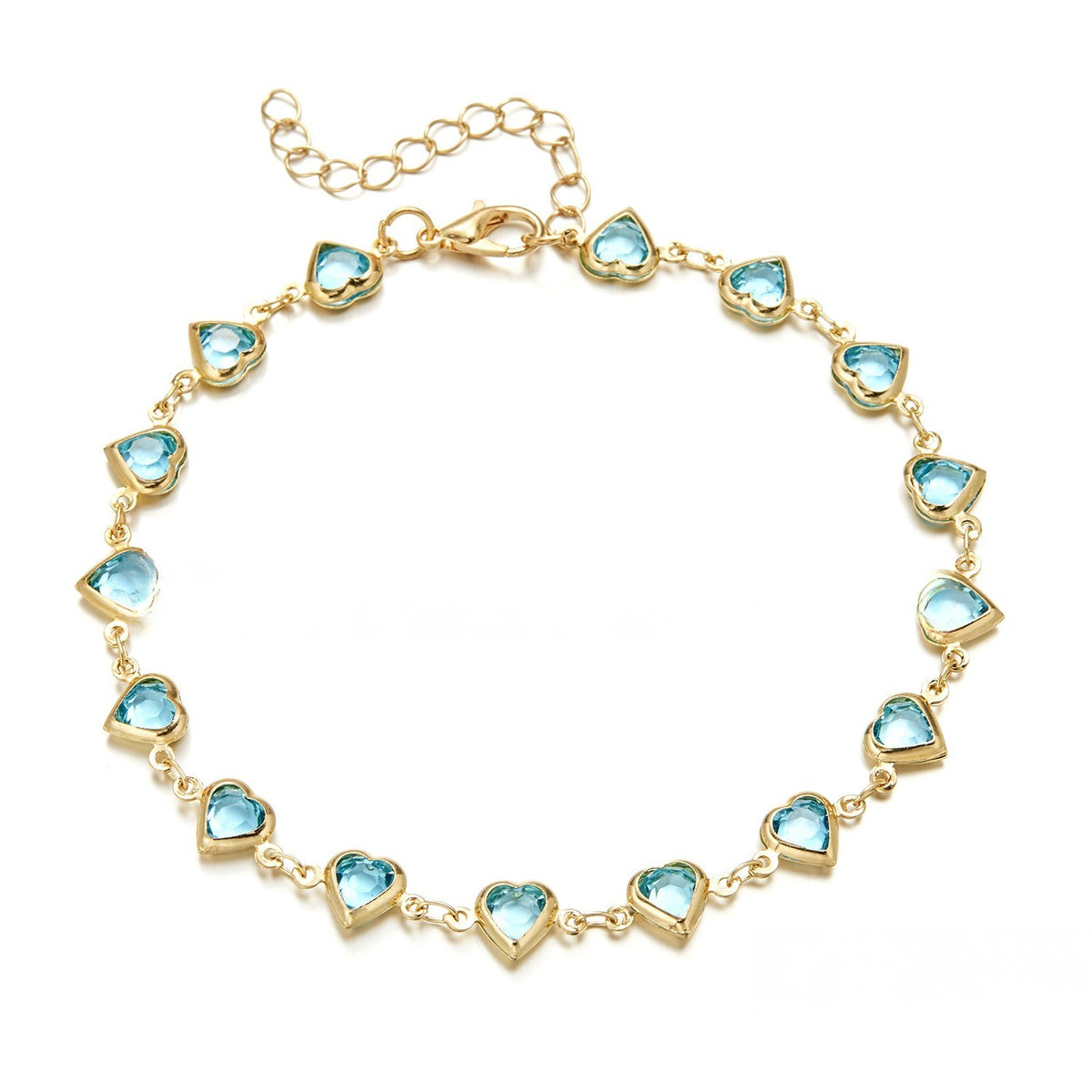 Dainty Multi-Color Heart Necklace and Bracelet Set