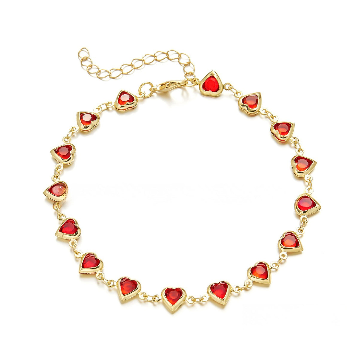Dainty Multi-Color Heart Necklace and Bracelet Set