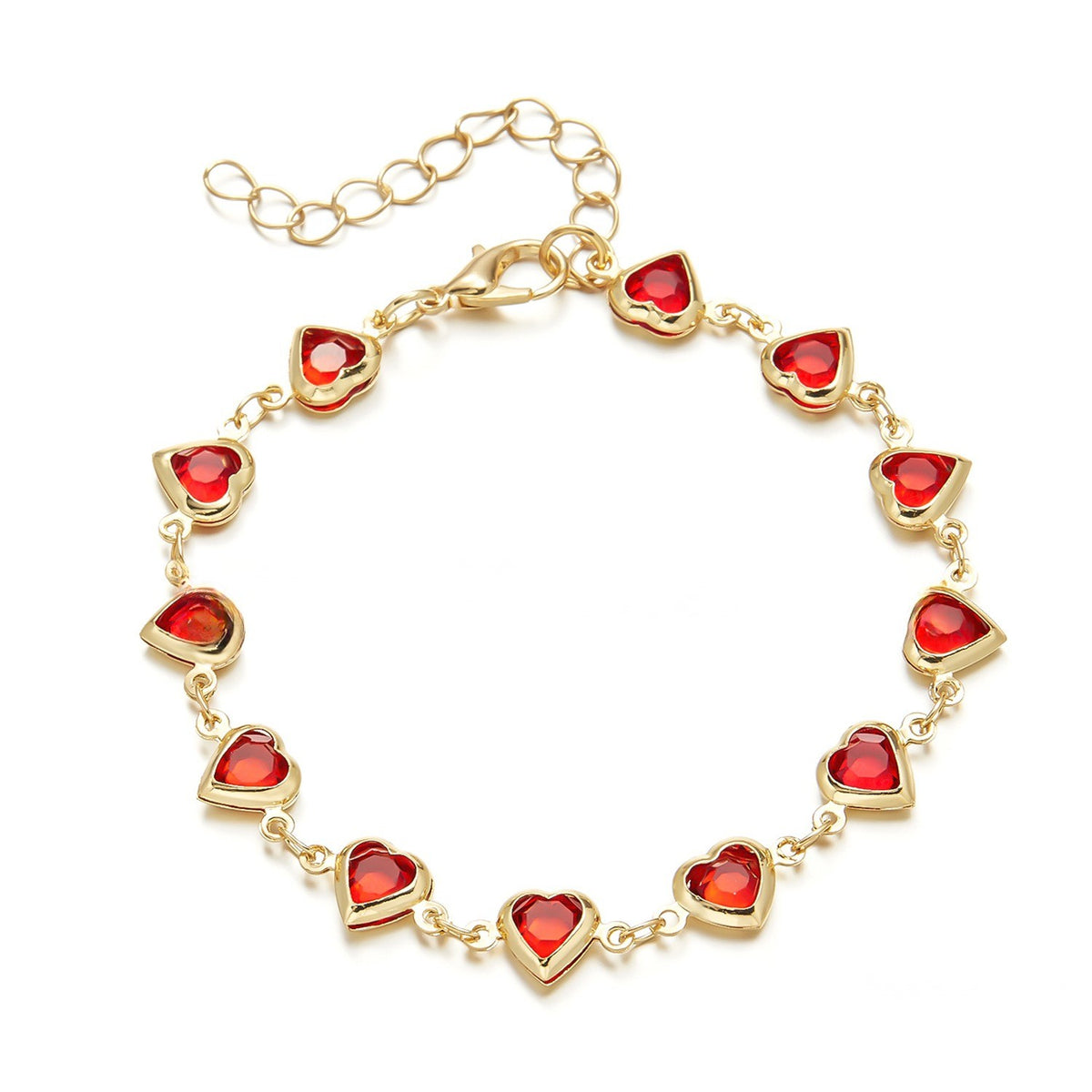 Dainty Multi-Color Heart Necklace and Bracelet Set