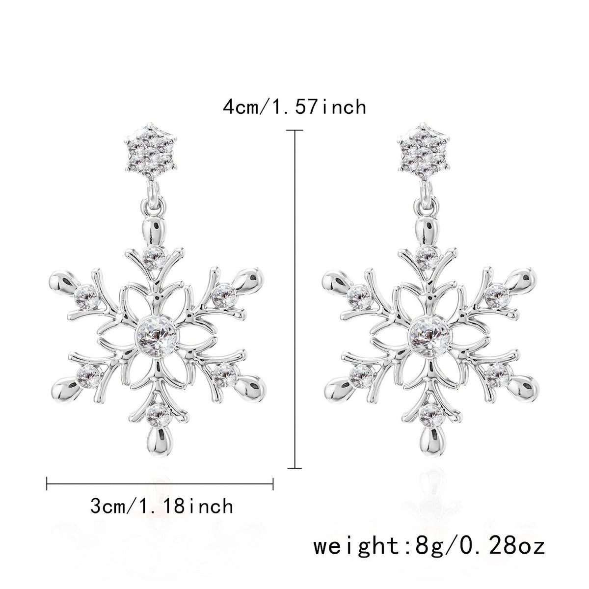 Festive Red Green Snowflake Stud Earrings