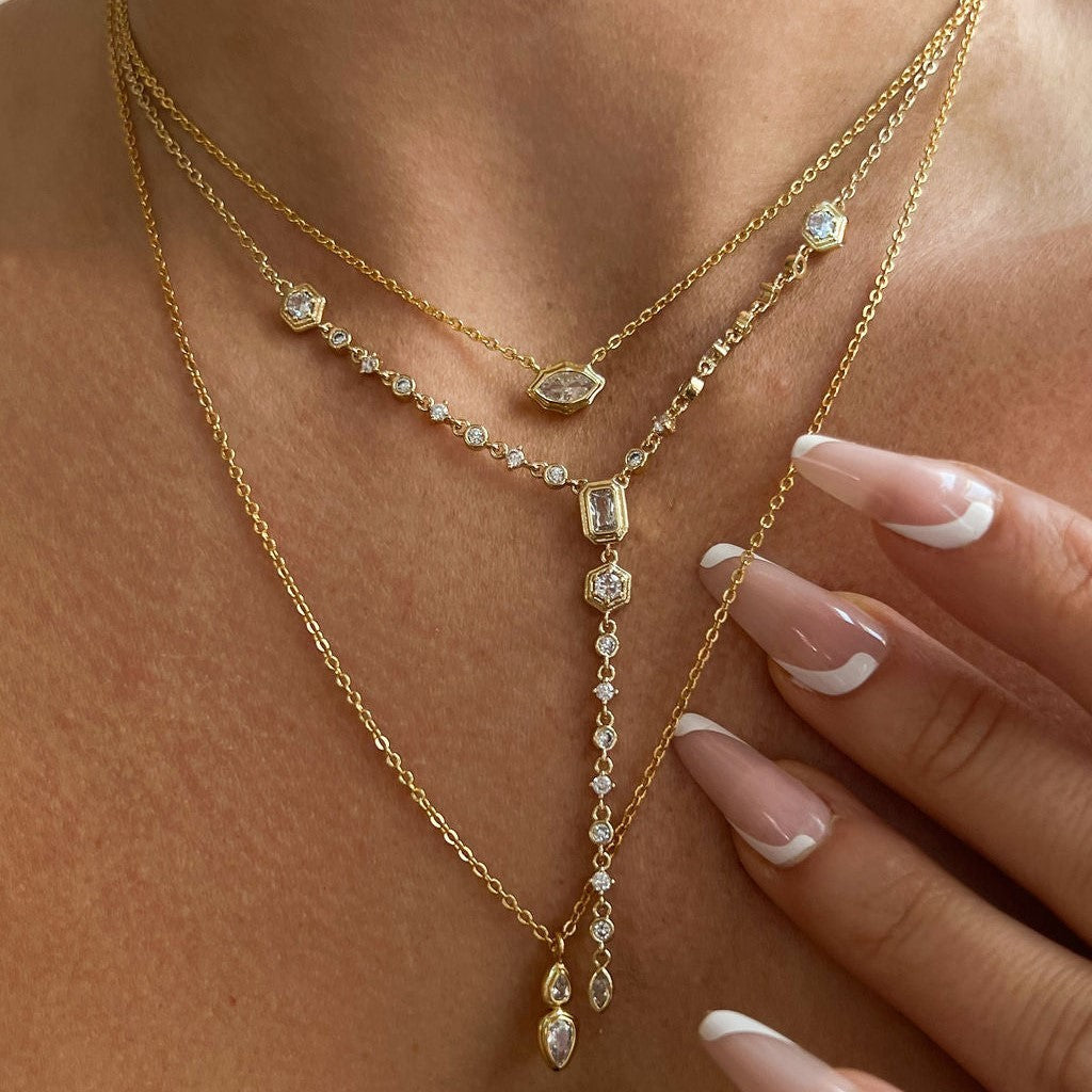 Dainty Geometric CZ Y-Necklace