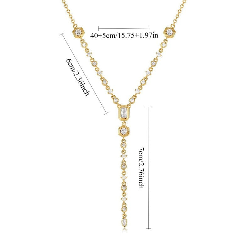 Dainty Geometric CZ Y-Necklace